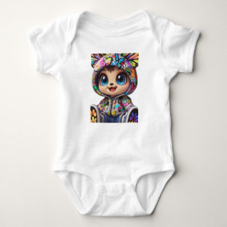 Cute Chibi Bear in Graffiti Butterfly Hoodie – Kaw Baby Bodysuit