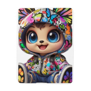 Cute Chibi Bear in Graffiti Butterfly Hoodie – Kaw Magnet