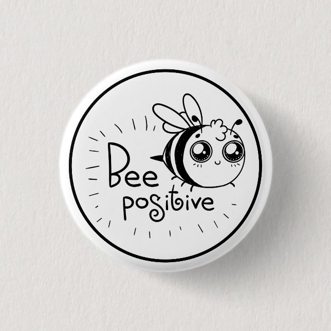 Cute Chibi Bee illustration Quote 3 Cm Round Badge (Front)