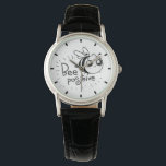 Cute Chibi Bee illustration Quote Watch<br><div class="desc">Cute line drawing of a bumble bee telling you to bee positive.</div>