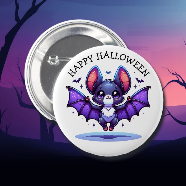 Cute Chibi Cartoon Bat Halloween 6 Cm Round Badge (Creator Uploaded)