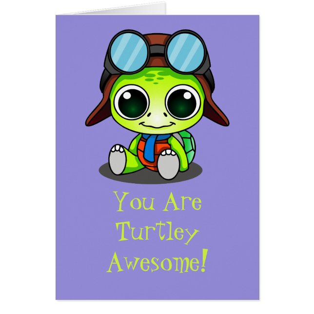 Cute Chibi Cartoon Turtley Awesome (Front)