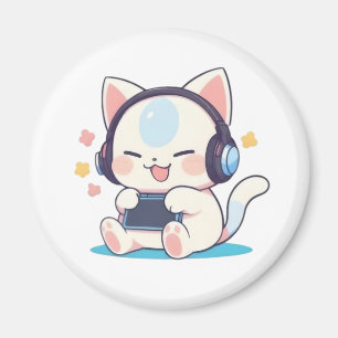 Cute Chibi Cat Gaming Headphones Portable Console Magnet