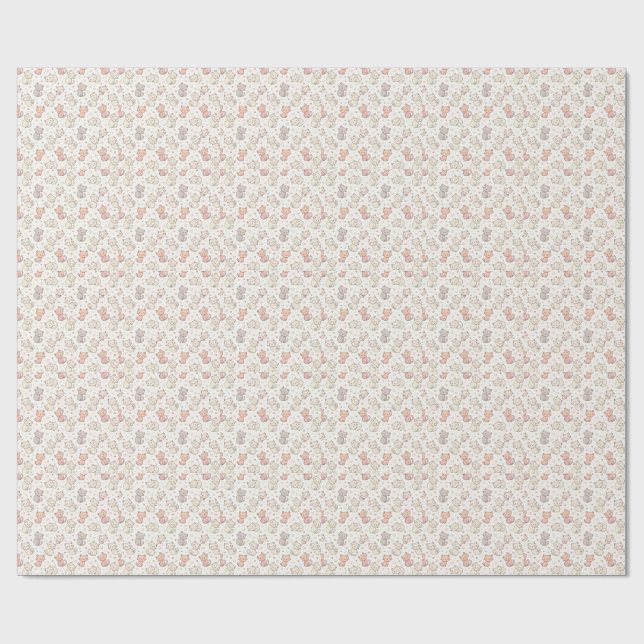 Cute Chibi Cat Pattern - Kids Kawaii Kitten Design Wrapping Paper (Flat)
