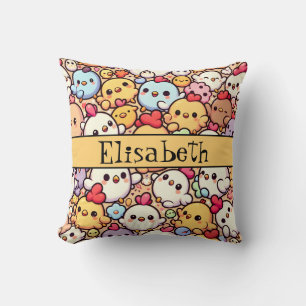 Cute Chibi Chicken Pattern Design Personalised Cushion