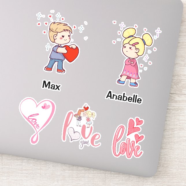 Cute Chibi couple customisable name love quotes (Detail)