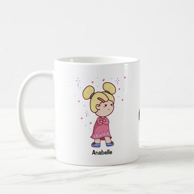 Cute Chibi couple with editable names Coffee Mug (Left)