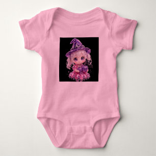 Cute Chibi Crystal Witch Halloween Baby Bodysuit