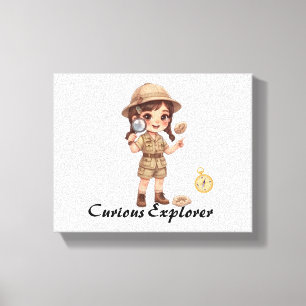 Cute Chibi Explorer Girl Graphic Canvas Print