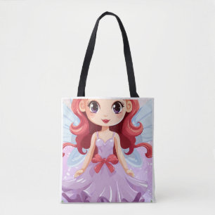 Cute Chibi Fairy Angel Purple Dress Shoulder Tote  Bag