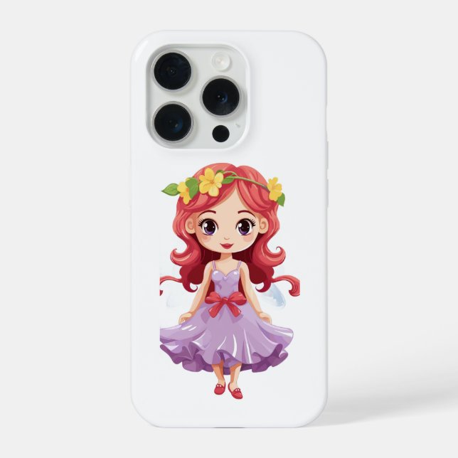 Cute Chibi Fairy Princess Purple Gown iPhone 15  Case (Back)