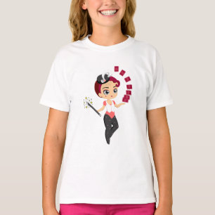 Cute Chibi Female Magician Performing Card Magic T-Shirt