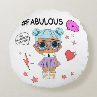 Cute Chibi Girl Graphic Sweater – Pastel Fashion Round Cushion