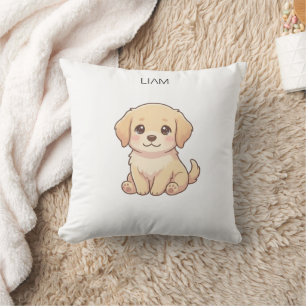 Cute Chibi Golden Retriever Custom Name Nursery  Cushion
