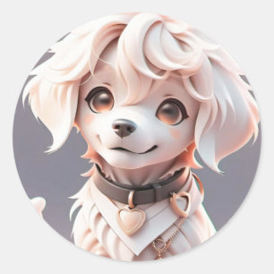 Cute Chibi Golden Retriever Puppy Classic Round Sticker