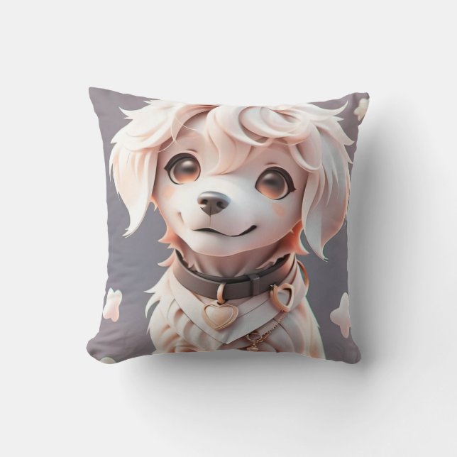 Cute Chibi Golden Retriever Puppy Cushion (Front)