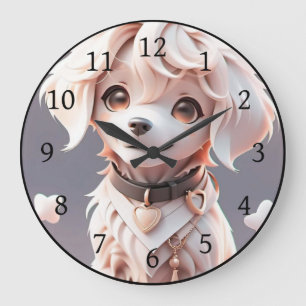 Cute Chibi Golden Retriever Puppy Large Clock