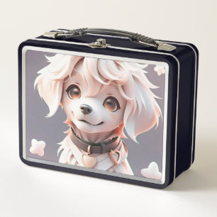 Cute Chibi Golden Retriever Puppy Metal Lunch Box
