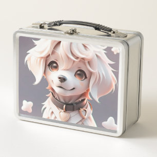Cute Chibi Golden Retriever Puppy Metal Lunch Box