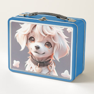 Cute Chibi Golden Retriever Puppy Metal Lunch Box