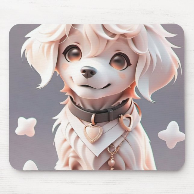 Cute Chibi Golden Retriever Puppy Mouse Pad (Front)