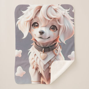 Cute Chibi Golden Retriever Puppy Sherpa Blanket