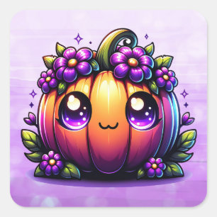Cute Chibi Halloween Pumpkin  Square Sticker