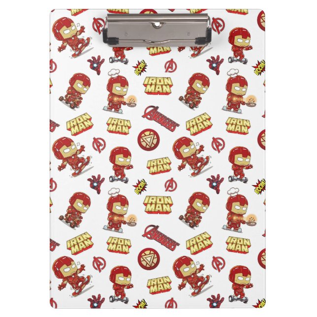 Cute Chibi Iron Man Seamless Pattern - Superhero  Clipboard (Front)