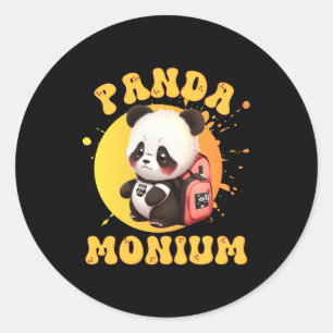 Cute Chibi Kawaii Panda Name School Year On Back B Classic Round Sticker
