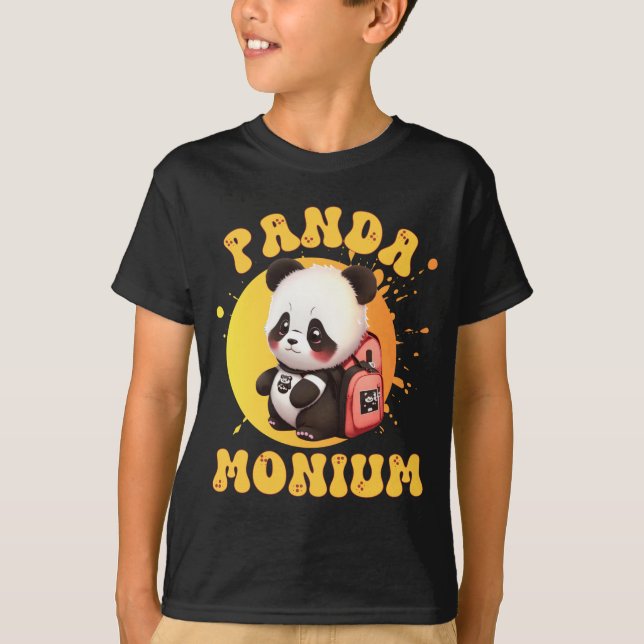 Cute Chibi Kawaii Panda Name School Year On Back B T-Shirt (Front)