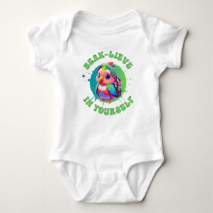 Cute Chibi Kawaii Parrot Name School Year on Back Baby Bodysuit
