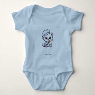 Cute Chibi Little Chef Cat Personalised Baby Bodysuit