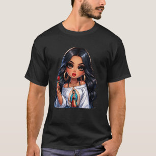 Cute Chibi Mexican Baby Girl Chicana Virgen Reina T-Shirt