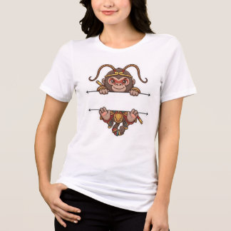 Cute Chibi Monkey King Split Name Frame Tri-Blend Shirt
