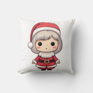 Cute Chibi Mrs. Claus Character Cushion