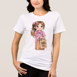 Cute Chibi Nurse Black Friday Shopping & Coffee Tri-Blend Shirt