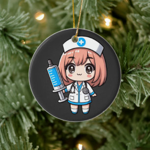 Cute Chibi Nurse - healthcare, anime, medical Ceramic Ornament