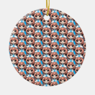 Cute Chibi Nurse - healthcare, anime, medical Ceramic Ornament