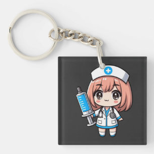 Cute Chibi Nurse - healthcare, anime, medical Key Ring