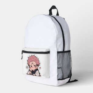 Cute Chibi Pouty King Sticker - Kawaii Pink Hair Printed Backpack