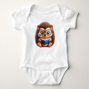 Cute Chibi Reading Hedgehog Baby Bodysuit