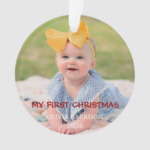 Cute Chibi Reindeer Baby's First Christmas Photo Ornament