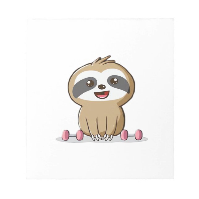 Cute Chibi Sloth Workout � Funny Kawaii Gym Animal Notepad (Front)
