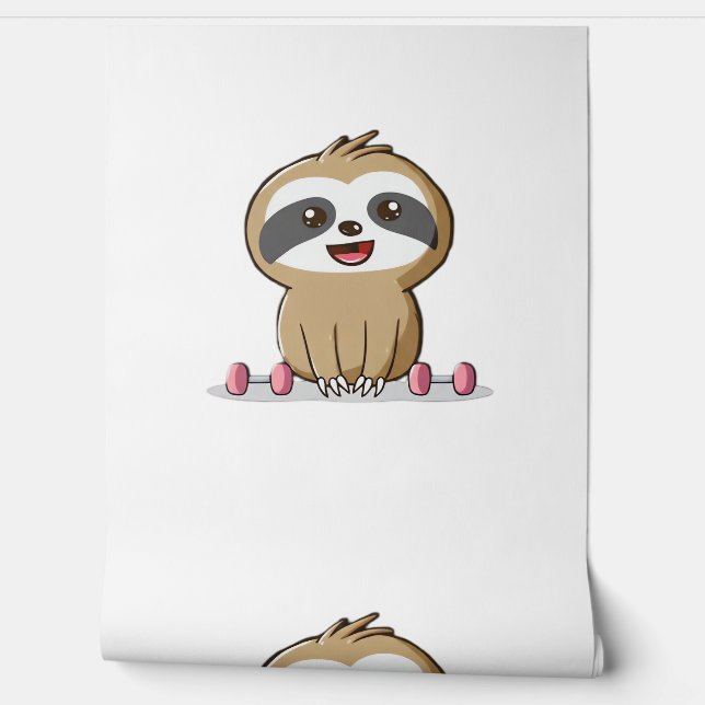 Cute Chibi Sloth Workout � Funny Kawaii Gym Animal Wallpaper (Unrolling)
