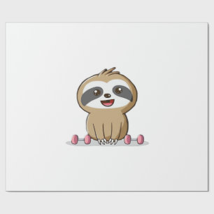 Cute Chibi Sloth Workout � Funny Kawaii Gym Animal Wrapping Paper