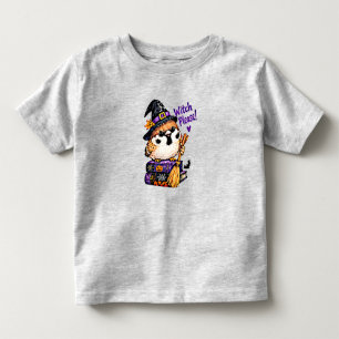 Cute Chibi Sparrow Bird Halloween Witch Please Toddler T-Shirt