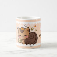 Cute chibi squirrel with kawaii chestnut