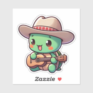 Cute Chibi Turtle Playing Guitar