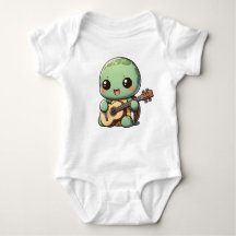Cute Chibi Turtle Playing Guitar
