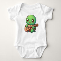 Cute Chibi Turtle Playing Guitar